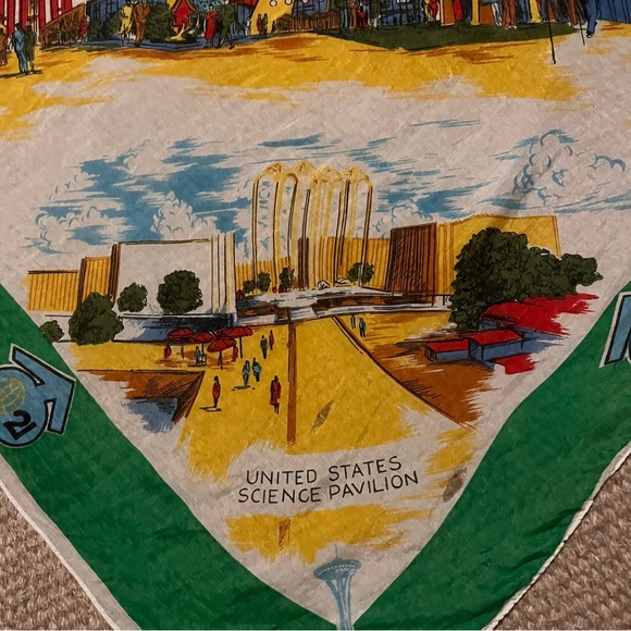 1962 Seattle World Fair Silk blend Scarf - Picture 3 of 5